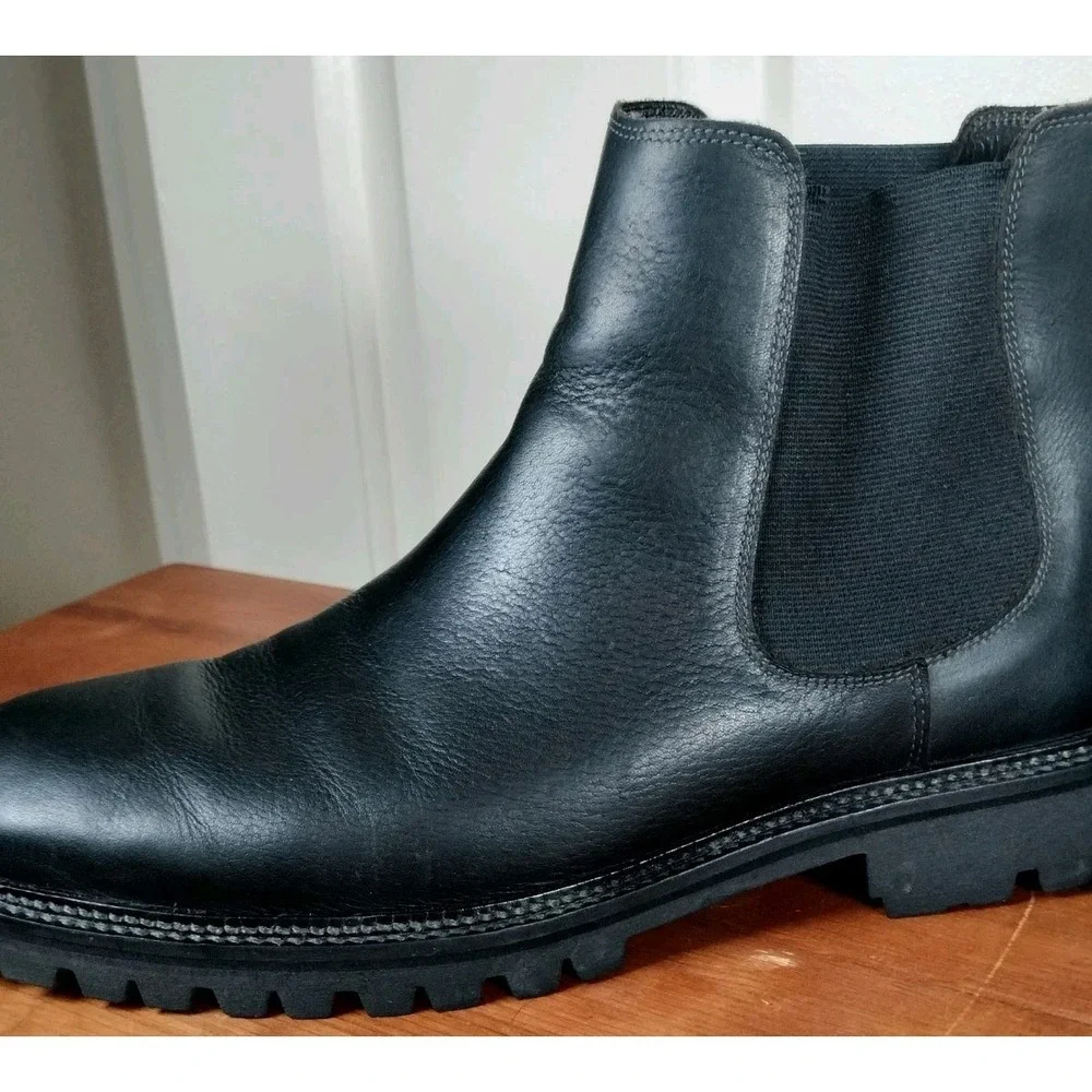 FLAG LTD Men's Max Black Leather Chelsea Boots Size 11 M Lug Sole Brazil G21
